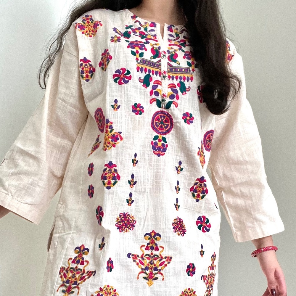 Embroidered cotton kurta/tunic
